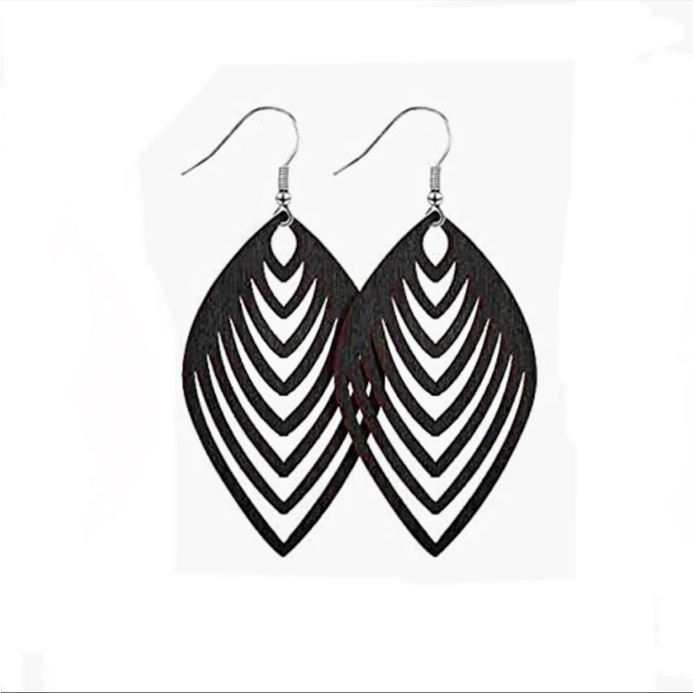 Black Wood Bohemian Earrings